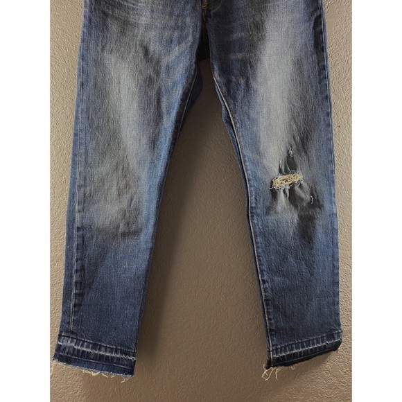 Levi’s 501 Straight Leg Raw Hem Wear & Tear Jeans - Picture 9 of 16